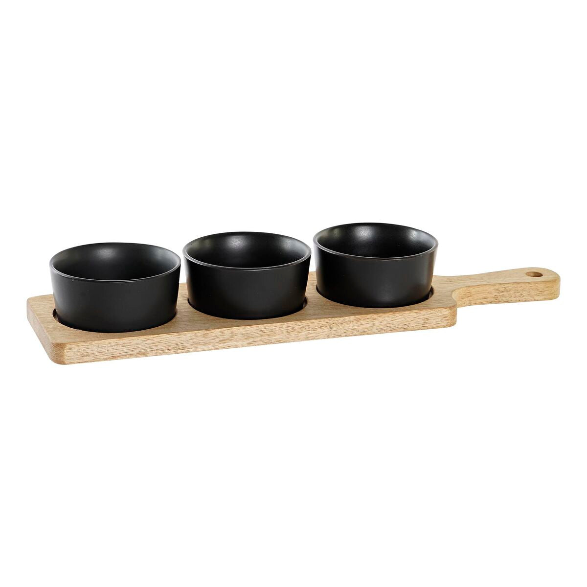 Snack tray DKD Home Decor Black Natural Acacia Stoneware 38 x 10 x 5,2 cm DKD Home Decor