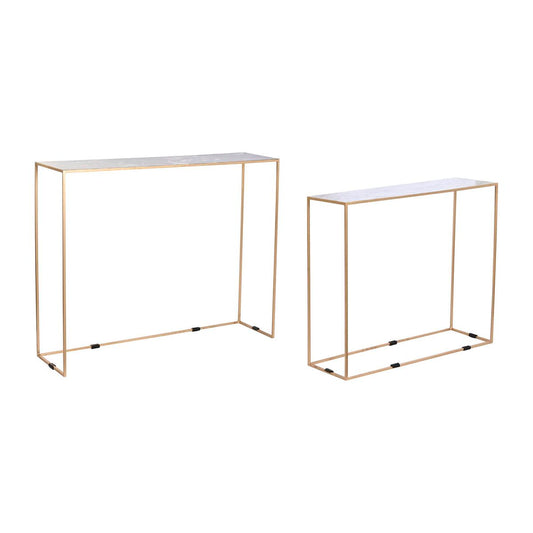 Set of 2 tables DKD Home Decor White Black Golden 100 x 28 x 80 cm DKD Home Decor