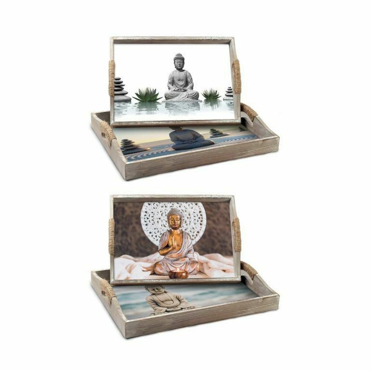 Set of trays DKD Home Decor 40 x 30 x 6 cm MDF Wood (2 Units) DKD Home Decor