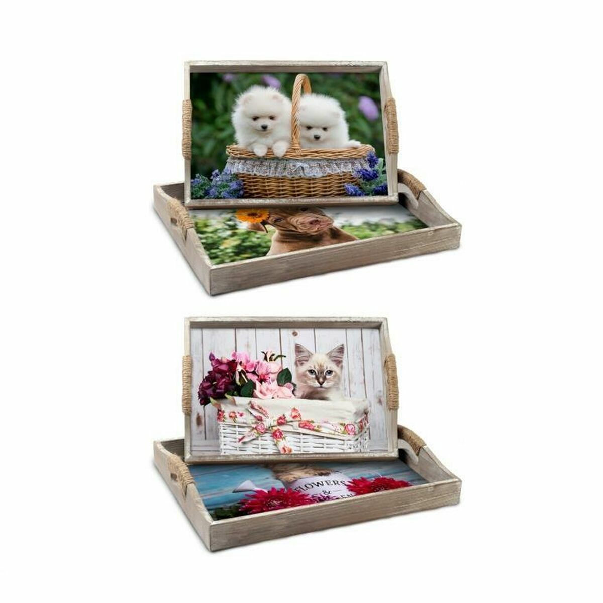 Set of trays DKD Home Decor Multicolour 40 x 30 x 6 cm MDF Wood (2 Units) DKD Home Decor