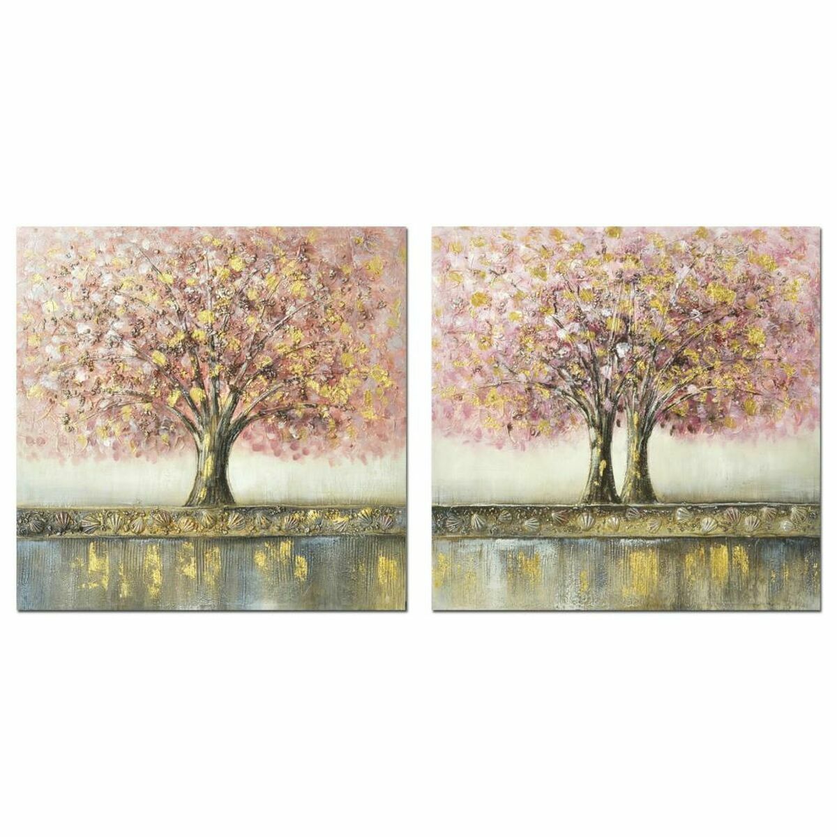 Painting DKD Home Decor Tree 80 x 3 x 80 cm Traditional (2 Units) DKD Home Decor