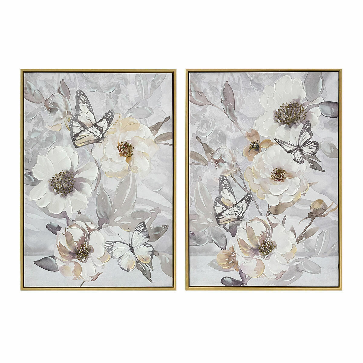 Painting DKD Home Decor Flowers (50 x 3,5 x 70 cm) (2 Units) DKD Home Decor