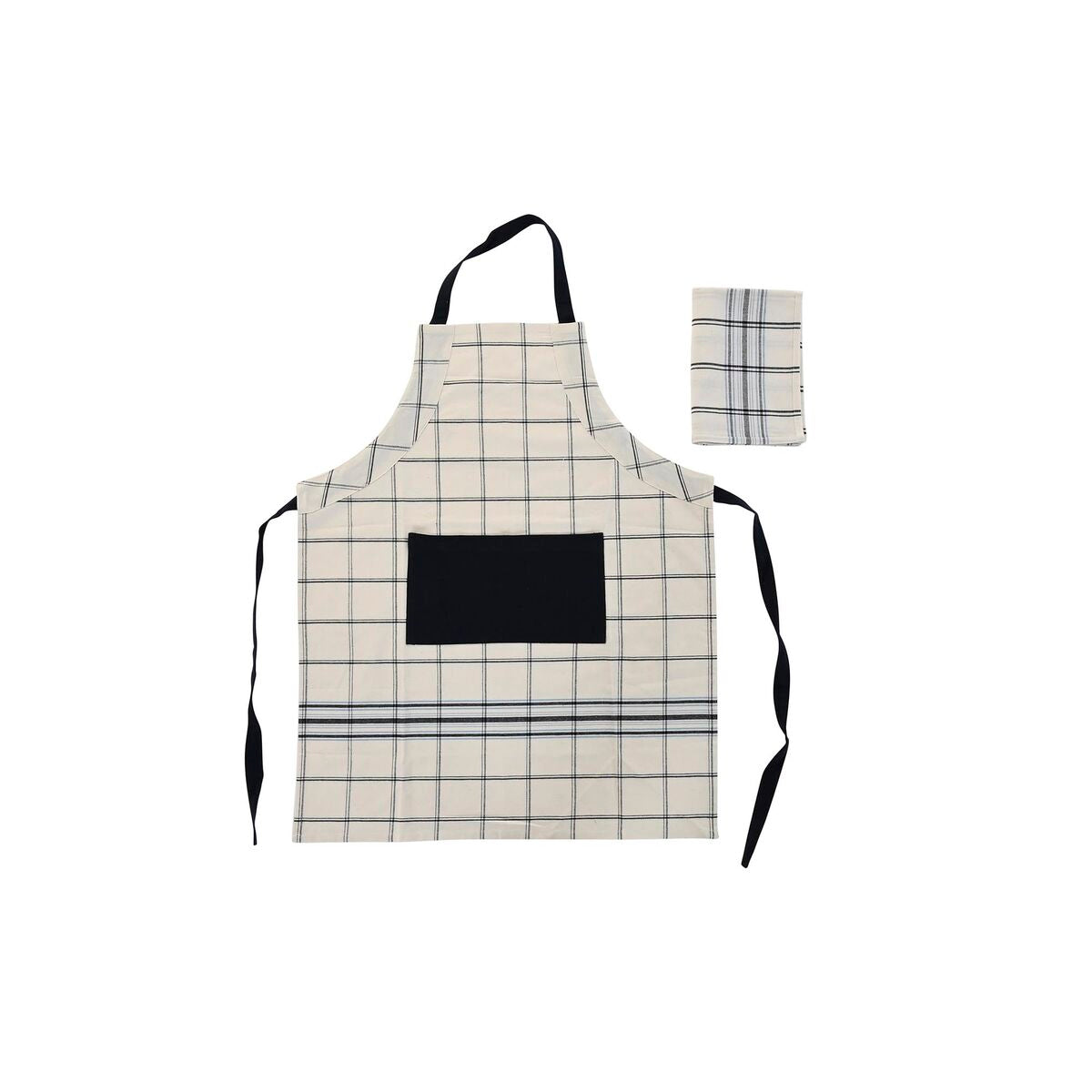 Apron with Pocket DKD Home Decor 70 x 1 x 85 cm Black Beige Blue Cotton DKD Home Decor