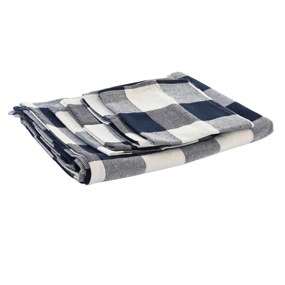 Tablecloth and napkins DKD Home Decor 250 x 150 x 0,5 cm Blue White DKD Home Decor