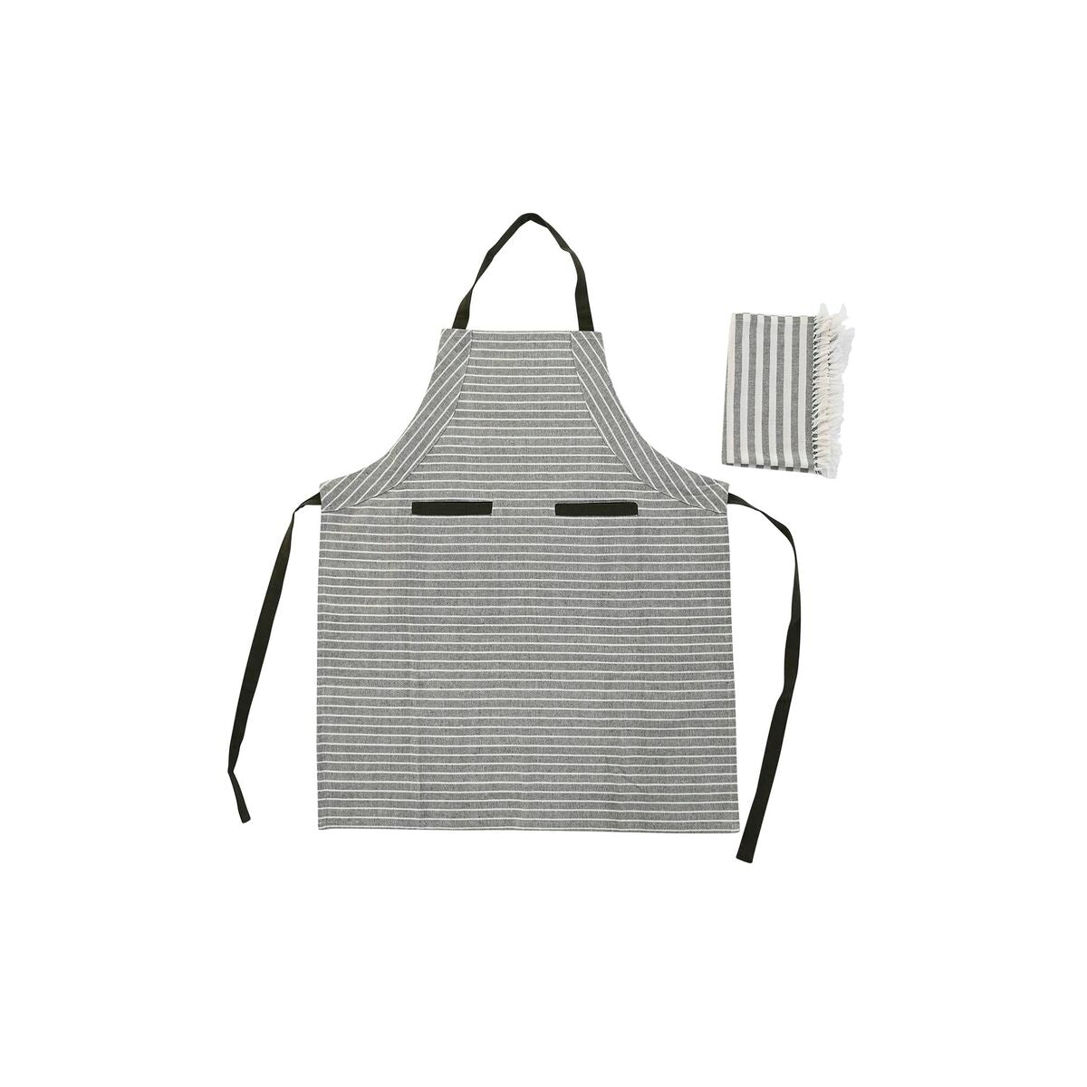 Apron with Pocket DKD Home Decor 70 x 1 x 85 cm Grey Cotton White Green DKD Home Decor