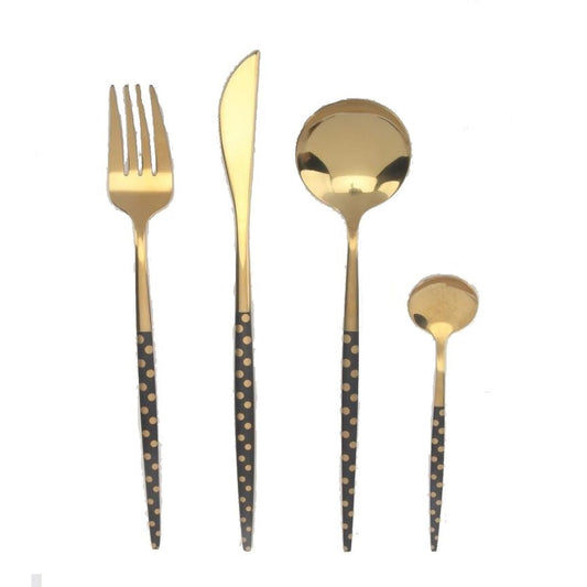 Cutlery DKD Home Decor Black Golden Stainless steel 2 x 0,3 x 21 cm 16 Pieces DKD Home Decor