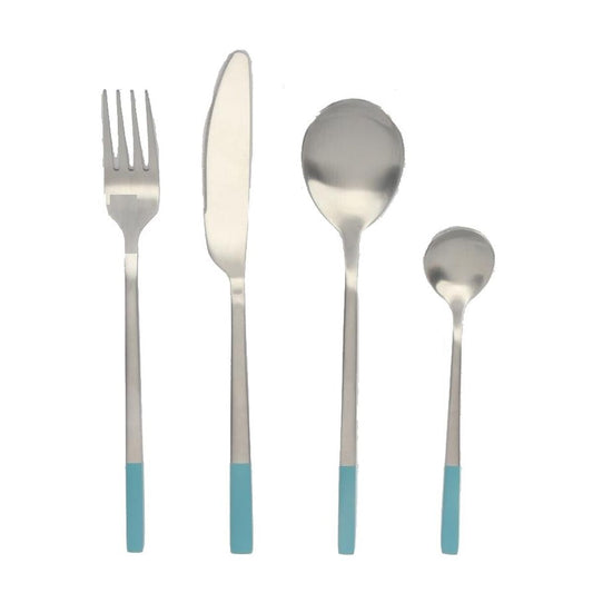 Cutlery DKD Home Decor Blue Silver Stainless steel 16 Pieces DKD Home Decor