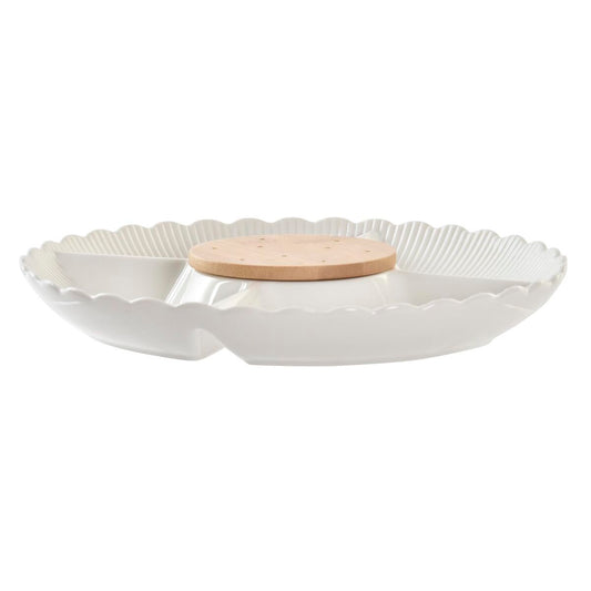 Snack tray DKD Home Decor 25,5 x 25,5 x 3 cm Natural Porcelain White DKD Home Decor