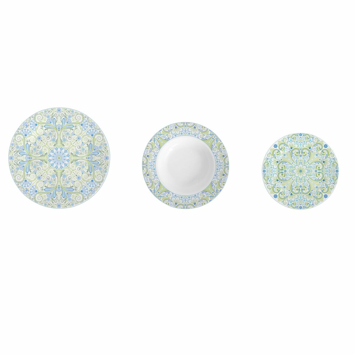 Dinnerware Set DKD Home Decor Porcelain Blue Green 18 Pieces DKD Home Decor