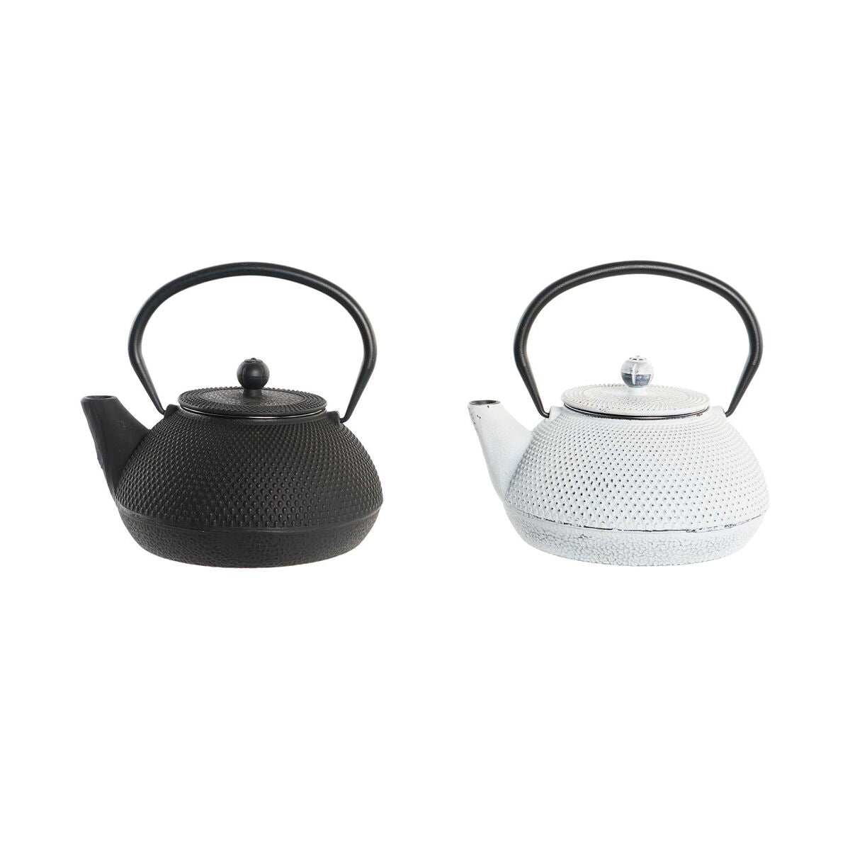 Teapot DKD Home Decor Black Stainless steel White (2 Units) DKD Home Decor