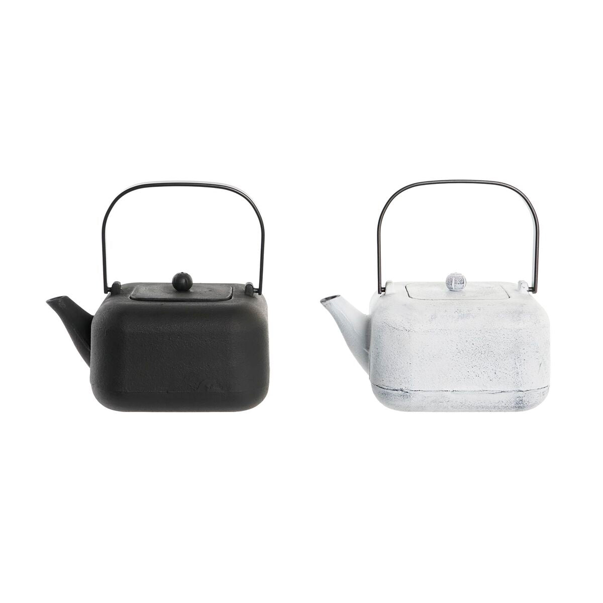 Teapot DKD Home Decor Black Stainless steel White 1,2 L (2 Units) DKD Home Decor