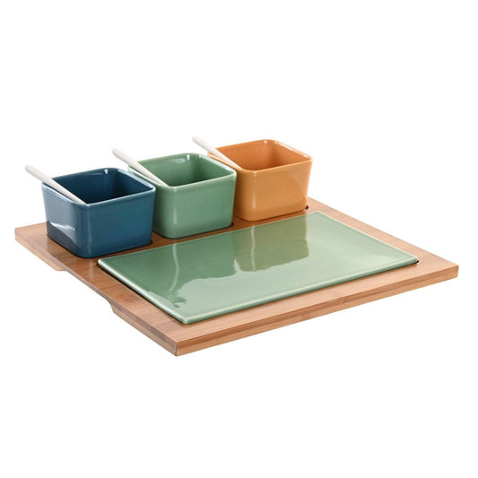 Appetizer Set DKD Home Decor Porcelain Multicolour Bamboo 8 Pieces (30 x 30 x 6 cm) DKD Home Decor