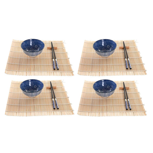 Sushi Set DKD Home Decor 14,5 x 14,5 x 31 cm Black Blue Stoneware Oriental (16 Pieces) DKD Home Decor