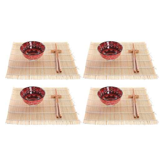 Sushi Set DKD Home Decor 14,5 x 14,5 x 31 cm Fuchsia Mandala Stoneware Oriental (16 Pieces) DKD Home Decor