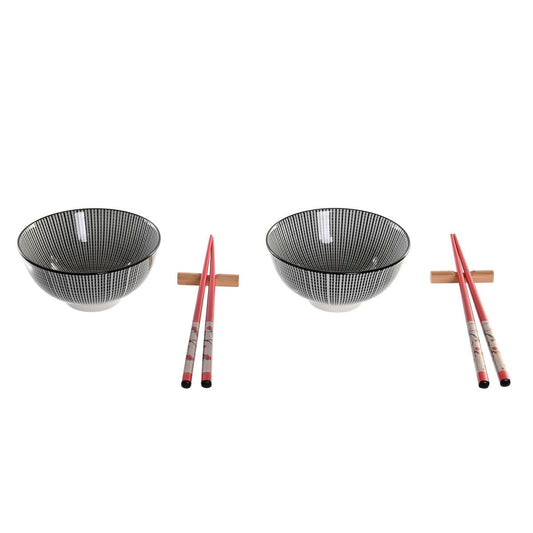 Sushi Set DKD Home Decor 30 x 21 x 7 cm Black Stoneware Oriental (6 Pieces) DKD Home Decor