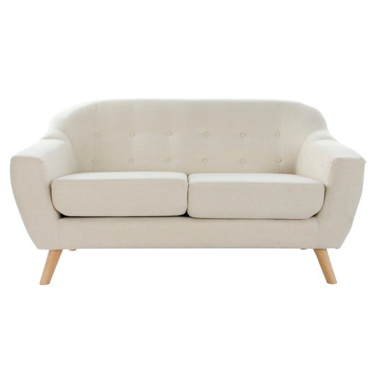 2-Seater Sofa DKD Home Decor Cream Natural Rubber wood Plastic Modern Scandi 146 x 84 x 82 cm DKD Home Decor