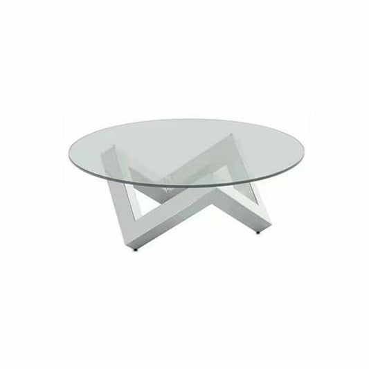 Centre Table DKD Home Decor Steel Tempered Glass 90 x 90 x 45 cm DKD Home Decor