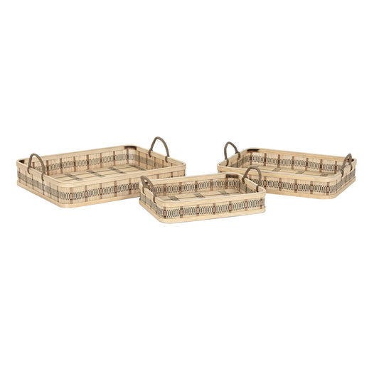 Set of trays DKD Home Decor Light brown Bamboo 54 x 43 x 9 cm (3 Units) (2 Units) DKD Home Decor