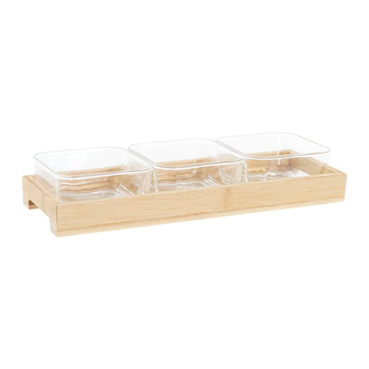 Snack tray DKD Home Decor 31,5 x 11 x 6 cm Crystal Natural 280 ml DKD Home Decor