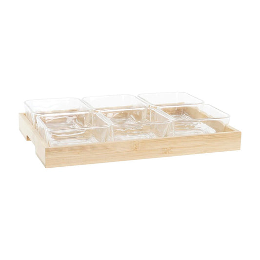 Snack tray DKD Home Decor Natural Bamboo Crystal 280 ml 32 x 21 x 6 cm DKD Home Decor