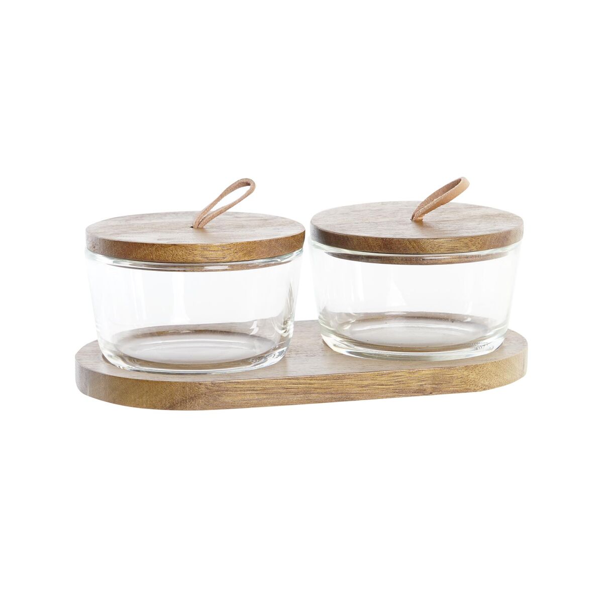 2 Tubs DKD Home Decor 20,5 x 10,5 x 7 cm Crystal Brown Transparent Acacia 240 ml DKD Home Decor