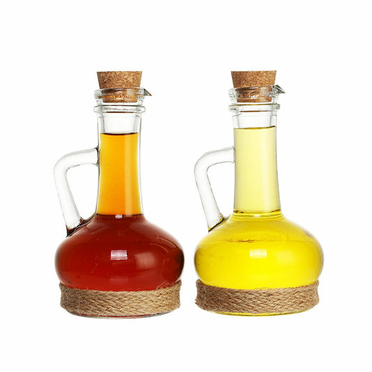 Oil and Vinegar Set DKD Home Decor 9 x 9 x 16 cm Crystal Natural Transparent Cork 320 ml 2 Units DKD Home Decor