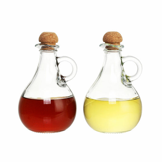 Oil and Vinegar Set DKD Home Decor 9 x 9 x 14,5 cm Crystal Transparent Cork 230 ml 2 Units DKD Home Decor