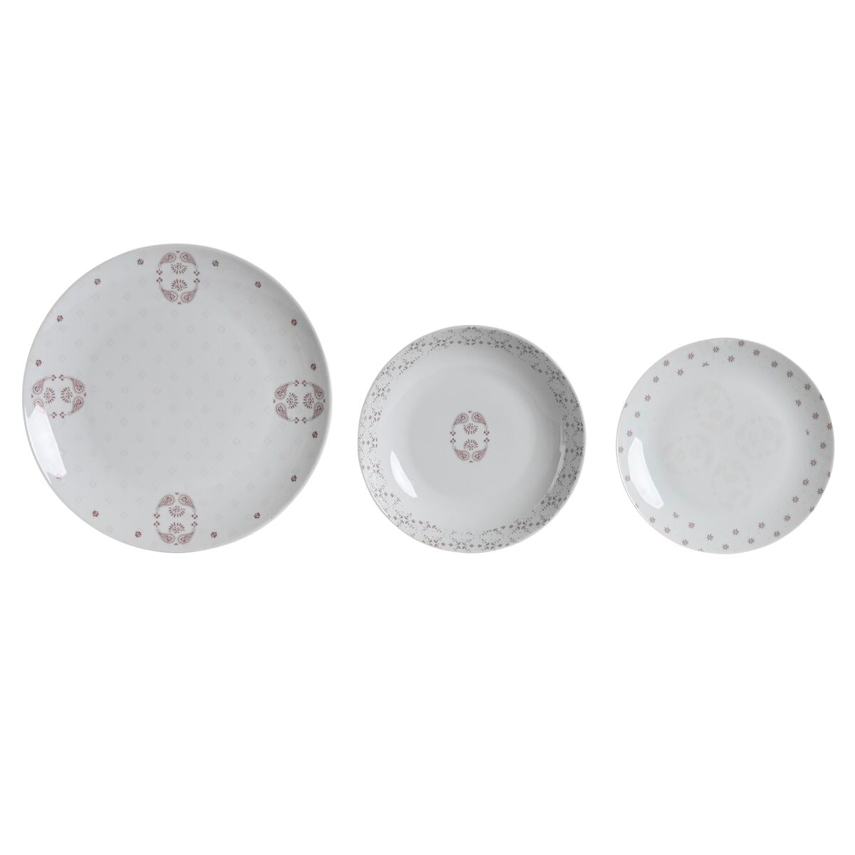 Dinnerware Set DKD Home Decor Porcelain Pink White 27 x 27 x 3 cm 18 Pieces DKD Home Decor