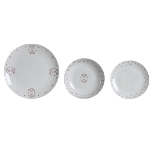 Dinnerware Set DKD Home Decor Porcelain Pink White 27 x 27 x 3 cm 18 Pieces DKD Home Decor