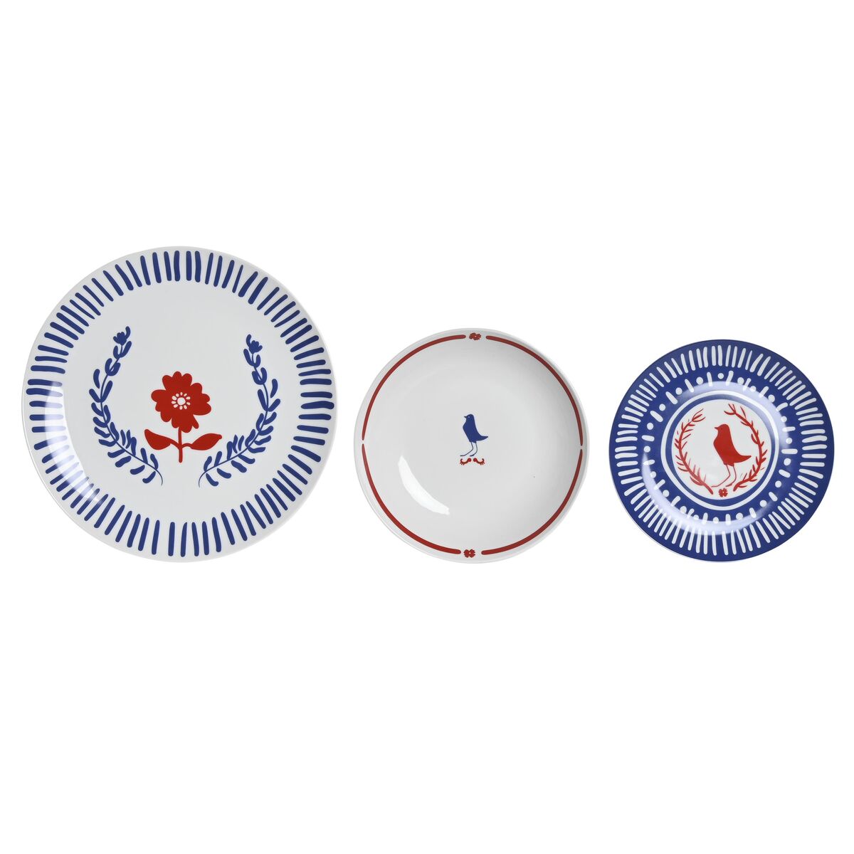 Dinnerware Set DKD Home Decor Porcelain Red Blue White 27 x 27 x 3 cm 18 Pieces DKD Home Decor