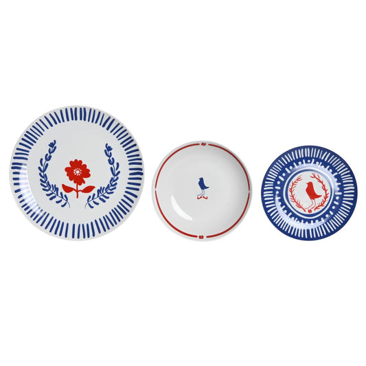 Dinnerware Set DKD Home Decor Porcelain Red Blue White 27 x 27 x 3 cm 18 Pieces DKD Home Decor