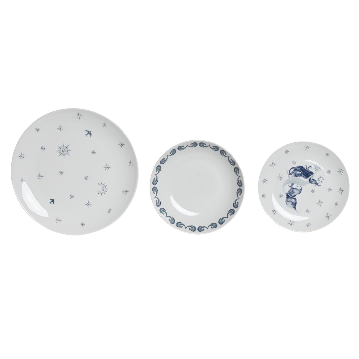 Dinnerware Set DKD Home Decor Porcelain Blue White 27 x 27 x 3 cm 18 Pieces DKD Home Decor