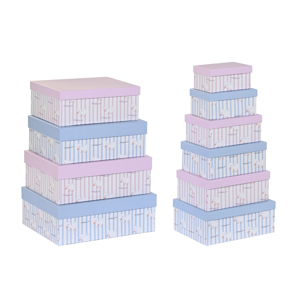 Set of Stackable Organising Boxes DKD Home Decor Blue Pink Cardboard (43,5 x 33,5 x 15,5 cm) DKD Home Decor