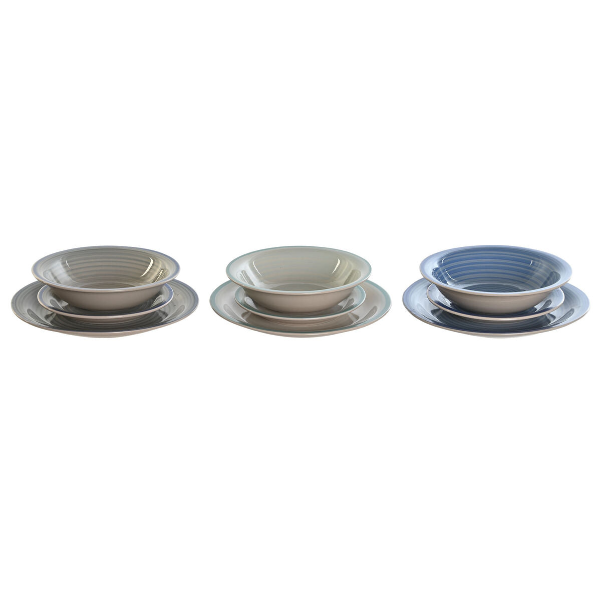 Tableware DKD Home Decor Blue Sky blue Stoneware 26,5 x 26,5 x 3 cm 18 Pieces DKD Home Decor