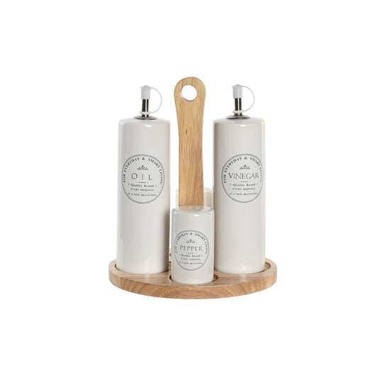 Oil and Vinegar Set DKD Home Decor White Wood Stoneware 18 x 15 x 22 cm DKD Home Decor