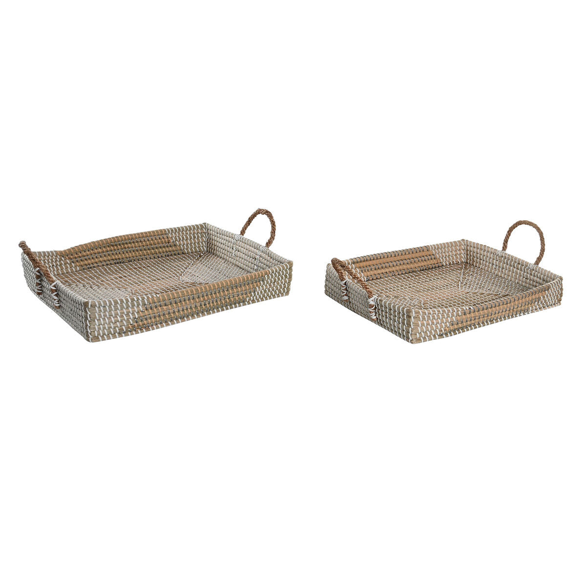 Set of trays DKD Home Decor Yellow Natural 48 x 38 x 15 cm 52 x 38 x 15 cm (2 Units) DKD Home Decor