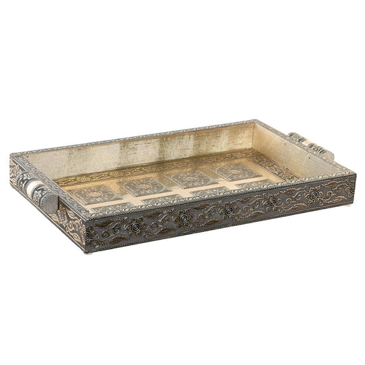 Tray DKD Home Decor Champagne Wood Metal 36 x 22 x 4 cm DKD Home Decor