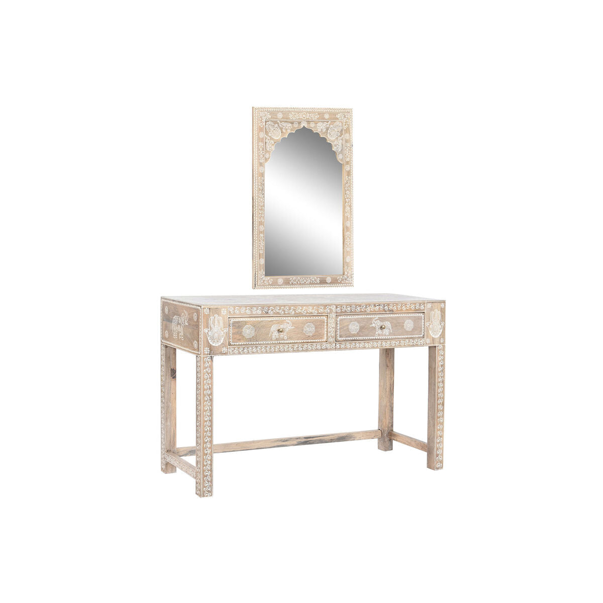 Console DKD Home Decor Natural Mango wood Mirror 117 x 40 x 76 cm DKD Home Decor