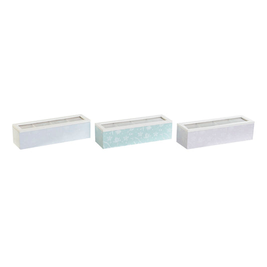 Box for Infusions DKD Home Decor Blue Green Lilac Crystal MDF Wood (3 Units) DKD Home Decor