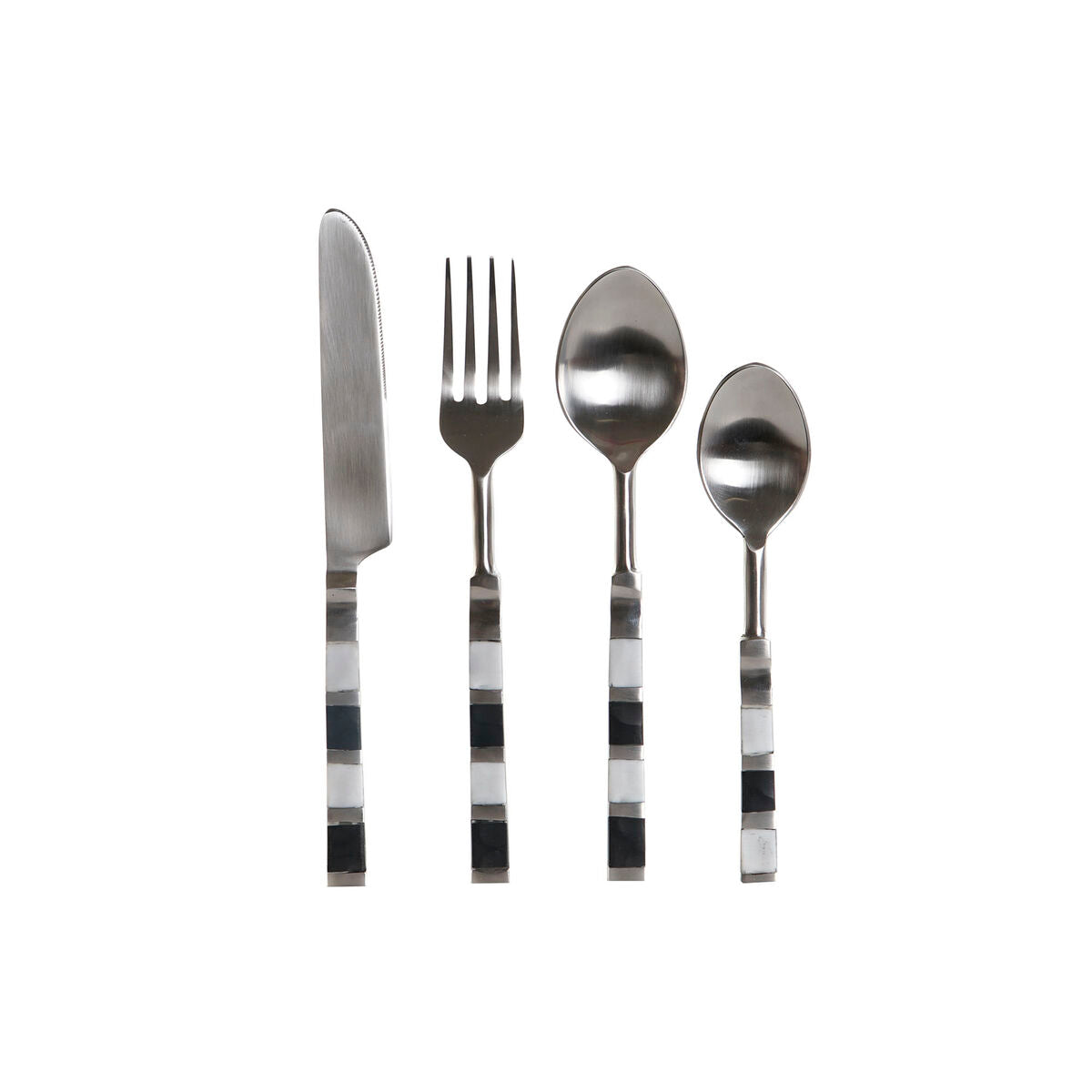 Cutlery DKD Home Decor Black Silver Resin Stainless steel 4,5 x 1,5 x 22 cm 16 Pieces DKD Home Decor