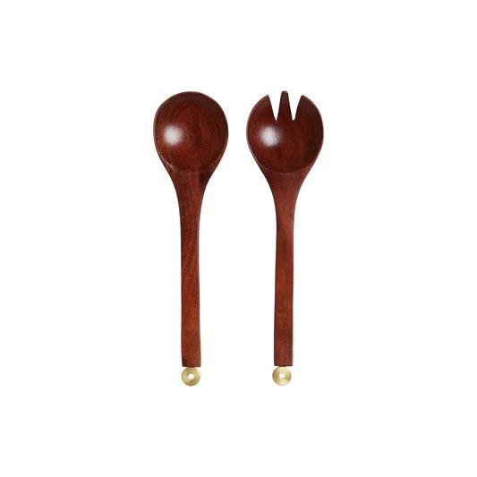 Kitchen utensils Home ESPRIT Aluminium Acacia 32 x 8 x 2 cm Home ESPRIT