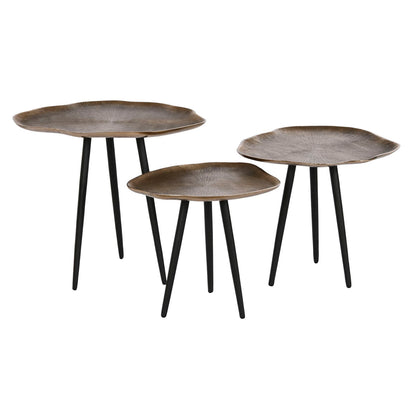 Set of 3 tables Home ESPRIT Black Golden 52 x 39 x 45 cm Home ESPRIT