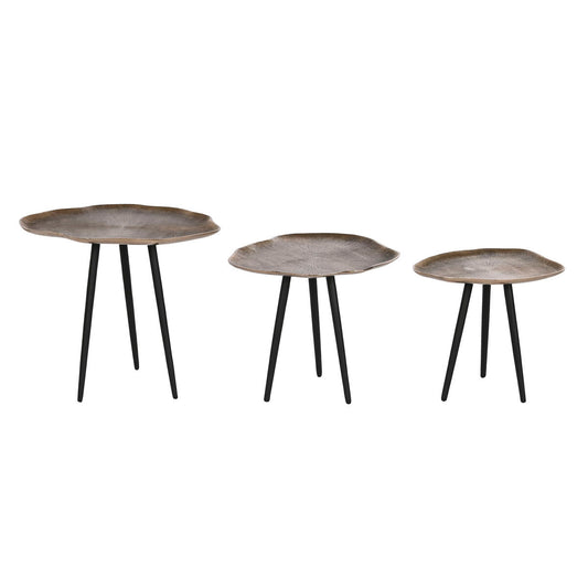 Set of 3 tables Home ESPRIT Black Golden 52 x 39 x 45 cm Home ESPRIT