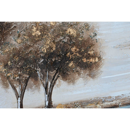 Painting Home ESPRIT Trees Cottage 80 x 3 x 80 cm (2 Units) Home ESPRIT