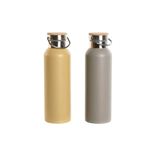 Thermal Bottle Home ESPRIT Beige Grey 500 ml (2 Units) Home ESPRIT