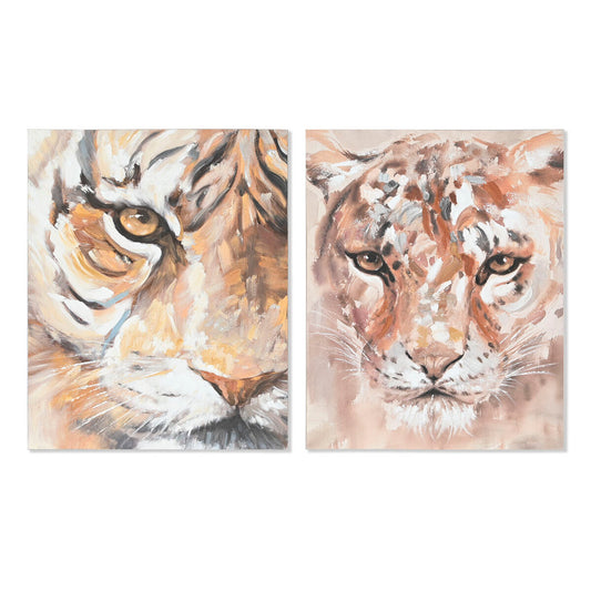 Painting Home ESPRIT Colonial Tiger 80 x 3,7 x 100 cm (2 Units) Home ESPRIT