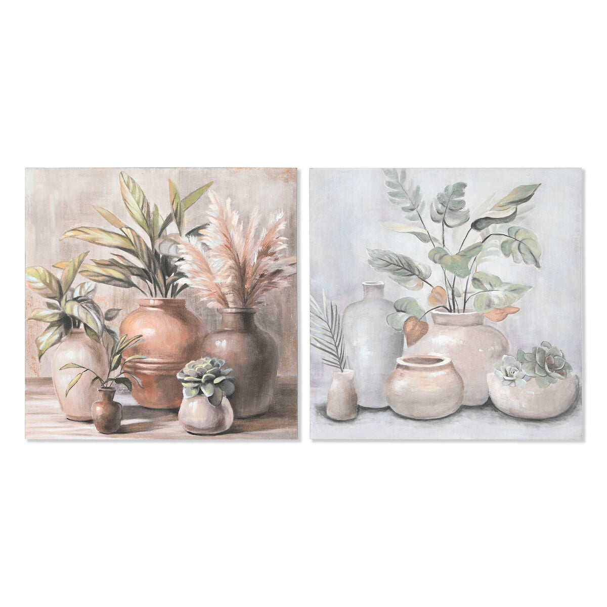 Painting Home ESPRIT Vase Cottage 80 x 3,7 x 80 cm (2 Units) Home ESPRIT