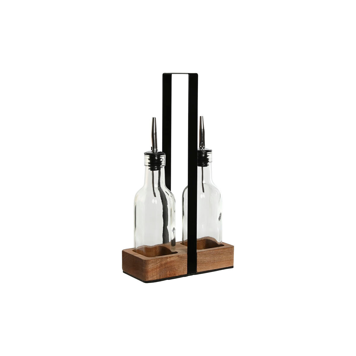 Condiment Set Home ESPRIT Black Natural Crystal Acacia 180 ml 15 x 7 x 28 cm Home ESPRIT