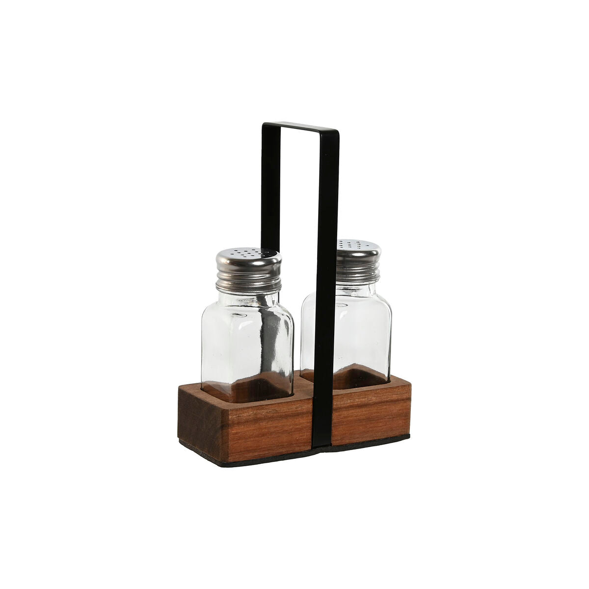 Salt and Pepper Shakers Home ESPRIT Black Crystal Acacia 12 x 6 x 17,5 cm Home ESPRIT