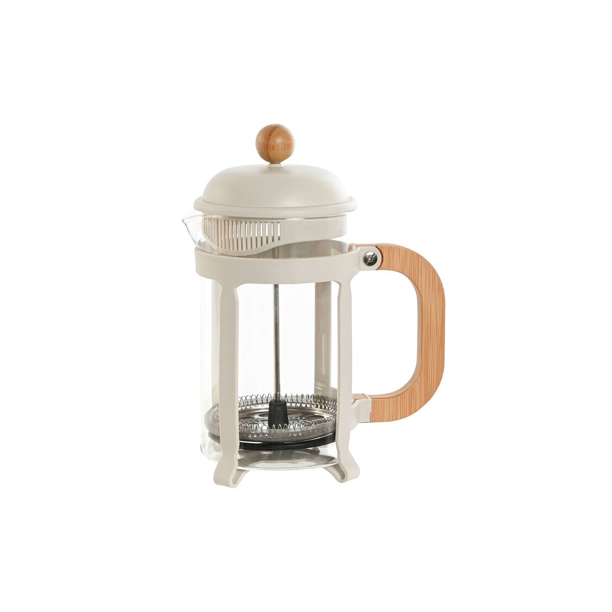 Cafetière with Plunger Home ESPRIT White Natural Stainless steel 800 ml 15 x 10 x 22 cm Home ESPRIT